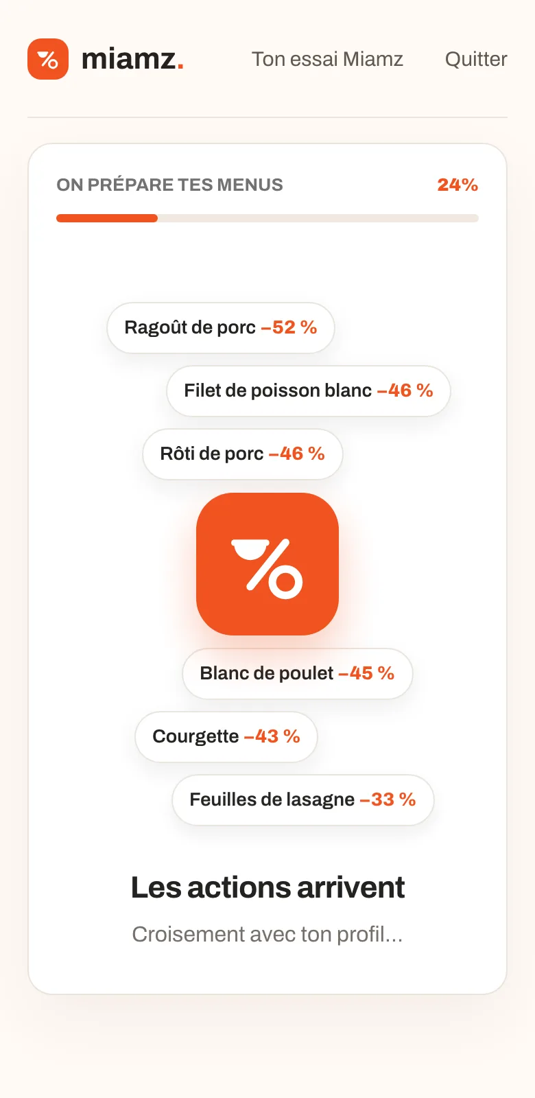 Miamz lit les actions de la semaine et prépare les menus
